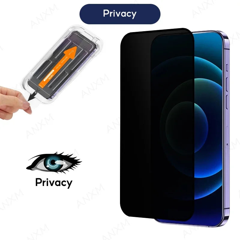 1-2Pcs Privacy Tempered Glass for 14 15 plus 13 12 11 Pro Max Screen Protector anti Spy Dust Free Installation with Easy