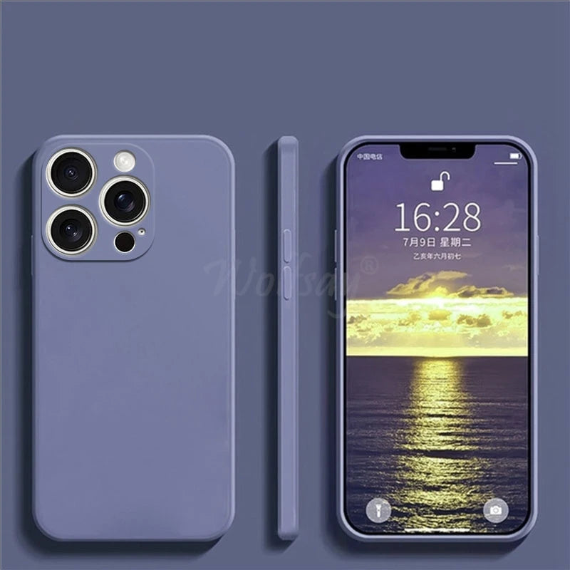 For  16 Pro Max Case Liquid Silicone Original Plain Rubber TPU Protector Case for  16 Pro Max Cover TPU Shockproof