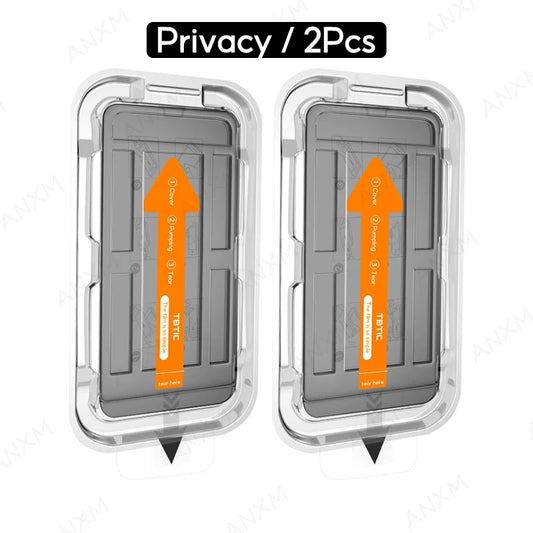 1-2Pcs Privacy Tempered Glass for  14 15 plus 13 12 11 Pro Max Screen Protector anti Spy Dust Free Installation with Easy